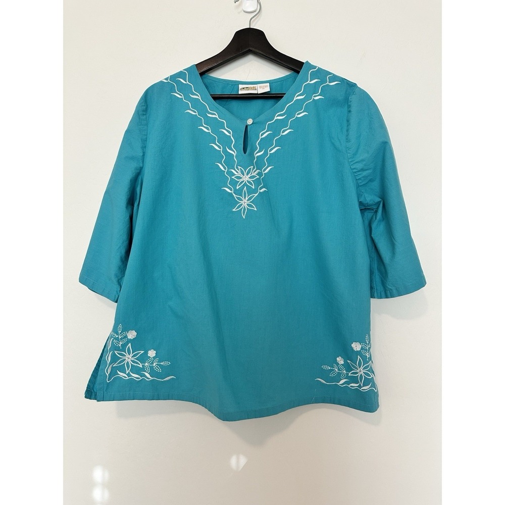 vtg 90s Collections Etc Bohemian Flowy Top Embroidered SZ XL